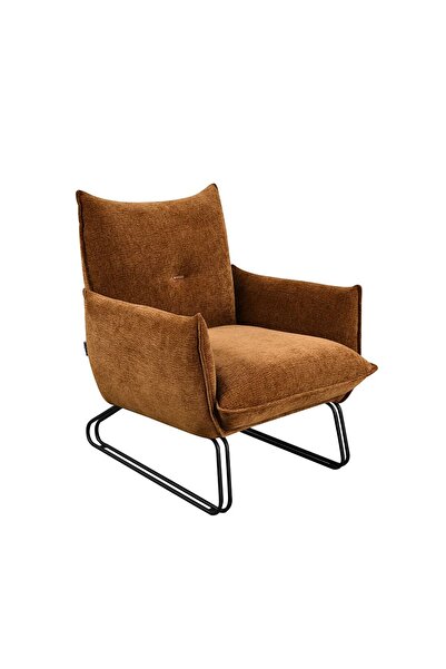 Danube Home Javon 1 Seater Fabric Sofa - Rust Color, Solid Wood & Metal Frame, 2 Year Warranty, 75x81x79cm