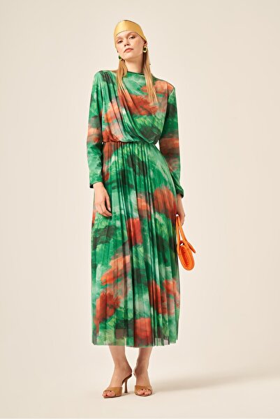 FTZ WOMEN Women's Lycra Tulle Dress Light Green 30417