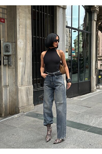 MEECY Women Baggy Jean High Waist Palazzo Stretchy Denim Pants