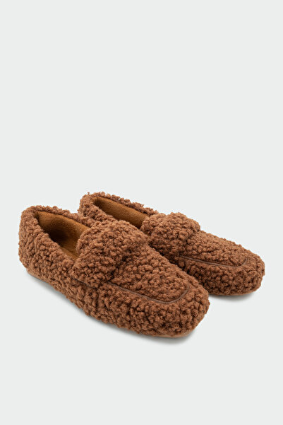 LAMİNTA Alfy Bitter Brown Women's Plush Home Slippers