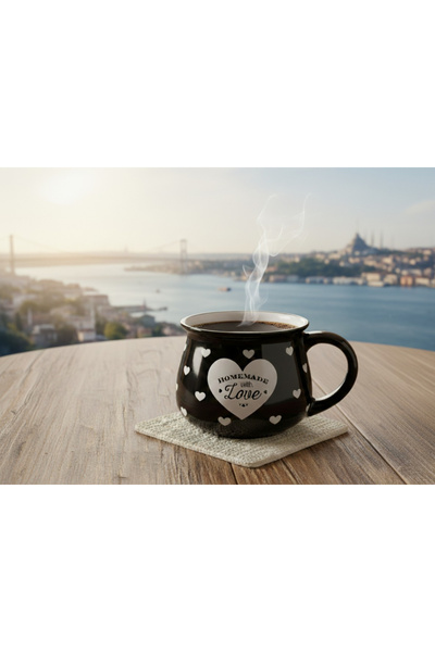 Elista Ceramic Cup with Handle Heart Pattern 250 Cc