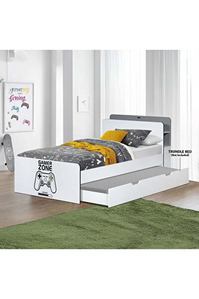 Danube Home سرير أطفال Gamerzone مقاس 120×200 مع منفذ USB ووحدة تخزين - أبيض/...