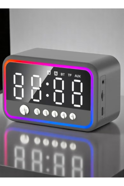 DLC RGB Digital Alarm Clock Bluetooth Speaker USB Charging Port for Bedroom & Travel