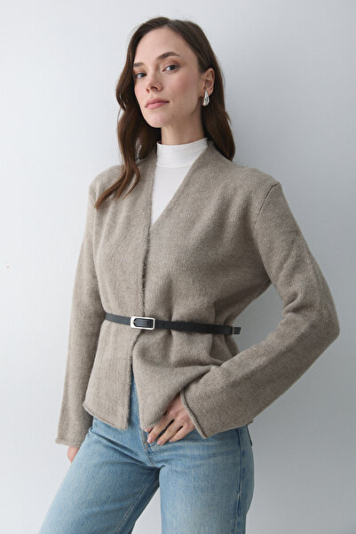 Laluvia Light Mink Belted Cardigan - 241084