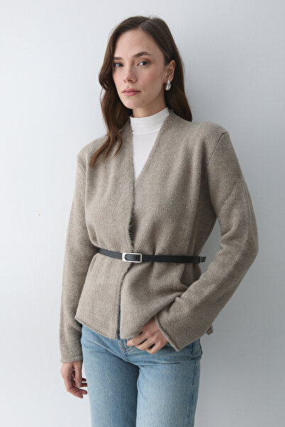 Laluvia Light Mink Belted Cardigan - 241084