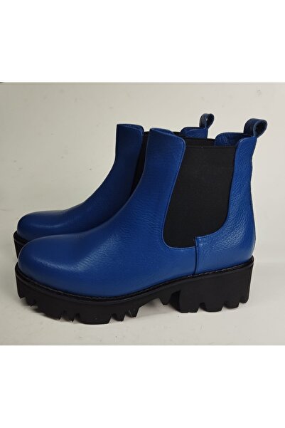 Lucciola Kadın Hakiki Deri Lastikli Eva Taban Mavi Floter Bot