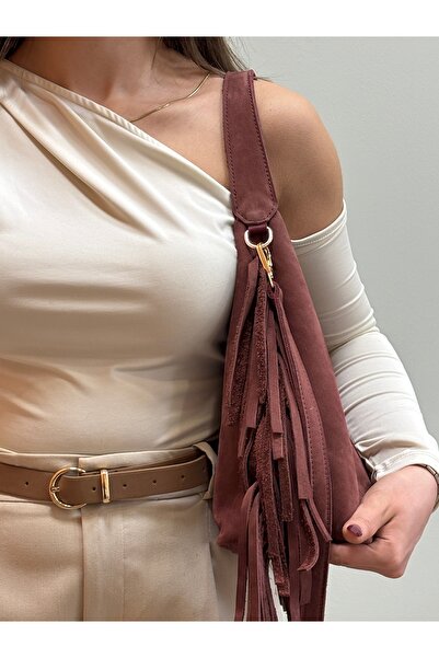 MaVaux Lea 100% Genuine Nubuck Leather, Detailed Stylish Design Suede Hand and Shoulder Bag