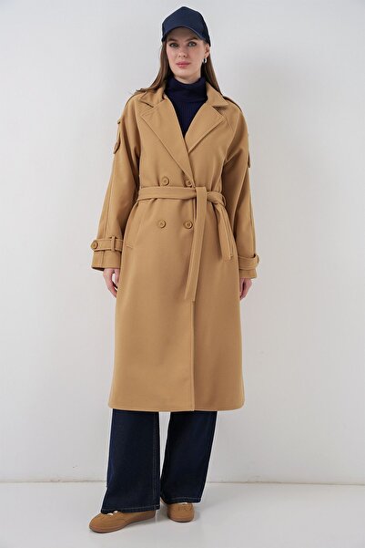 Hiccup Bdart Double-Breasted Lapel Buttoned Cashmere Coat