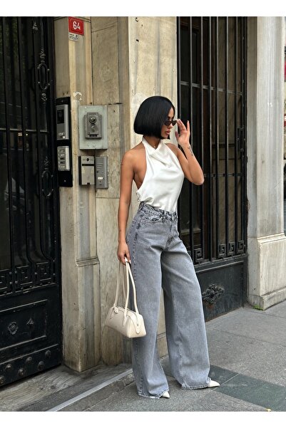 MEECY Women Baggy Jean High Waist Palazzo Stretchy Denim Pants