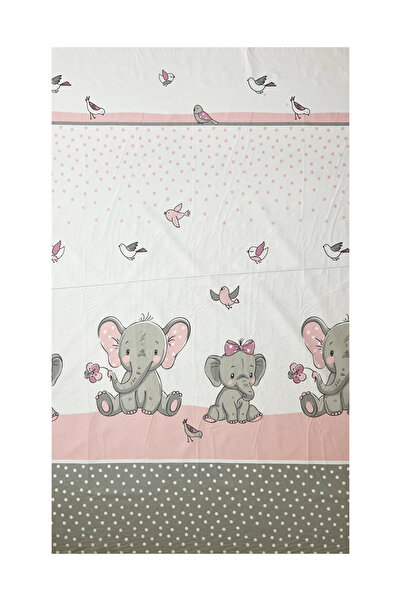 Beberoyal 6-piece cotton cot bedding set with canopy 120x60 cm — Elephant & Birds Pink, Beberoyal, LJ-006-10