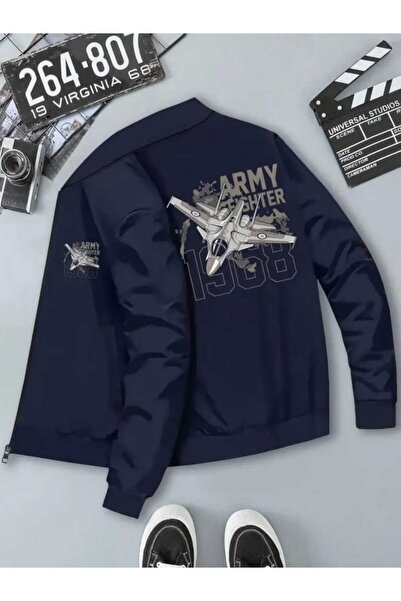 kho military design Star Blue Men's Trend Airplane Printed Top (Size m)