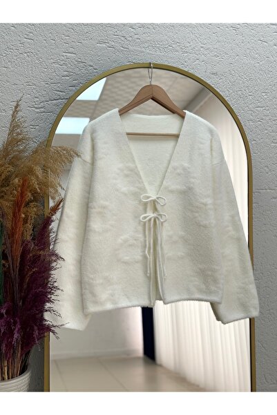 MİHRA STORE Fiamma Tied Short Cardigan-Zi̇5256 White