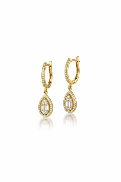 Çgk Çiğdem Gürel Kuyumculuk ÇGK Kadın Sallantılı Damla Baget Taşlı Şık Altın ...