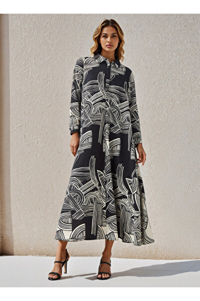 Iconic Printed Shirt Women Dress with Collar