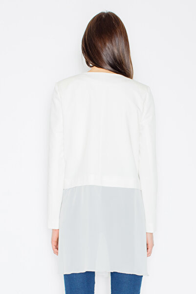 Figl Women's long chiffon jacket - Women's ecru jacket M441 size XL