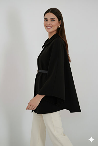 benguen Belted Cashmere Poncho B9170 Black