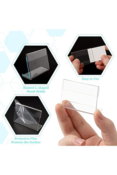 Slasa L-Shape Acrylic Sign Holder 3x2 Inch 50 Pack Table Display Price Card