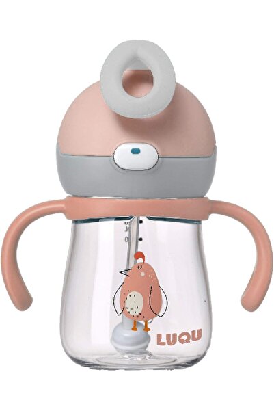 LuQu 220ml Tritan Toddler Sippy Cup - Leakproof 360° with Handles & Soft Nipple, Pink
