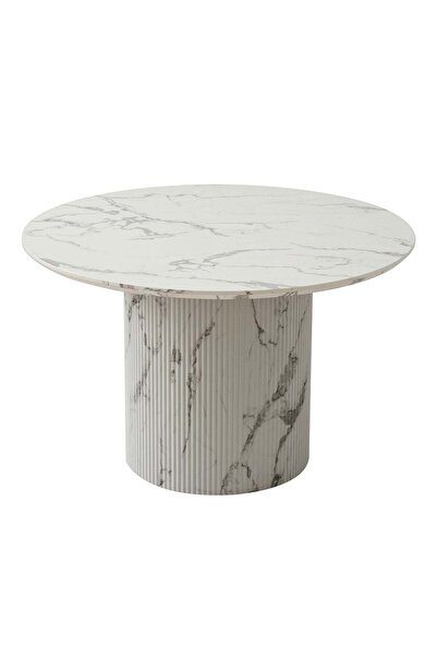 Danube Home Davion 4-Seater Round Dining Table - White Engineered Wood with 2-Year Warranty, Modern Design