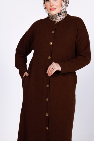 My City 44073 - Stylish Comfortable Buttoned Soft Women's Extra Long Knit Jacket