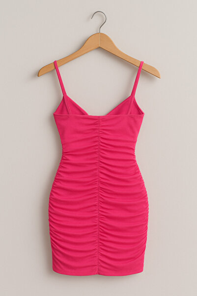 ENMADAM Pink Shirred Strap Mini Dress