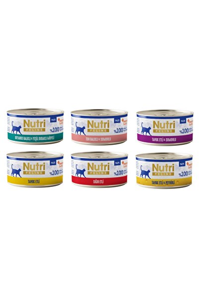 Nutri Feline 3 Çeşit Karma Tahılsız Yetişkin Kedi Konservesi 70 Gr. X 6 Adet ...