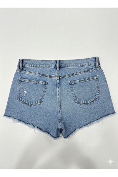 N-D JEANS & WOMEN Kadın-Paça Püsküllü Mini Şort Denim