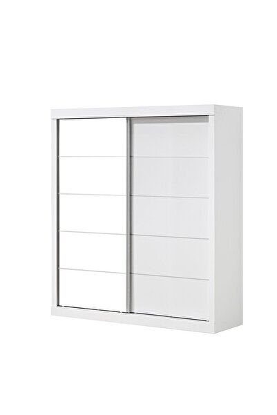 Danube Home Supreme New 2-Door Large Sliding Door Wardrobe with Mirrors - White, Engineered Wood, 182x57.5x210cm