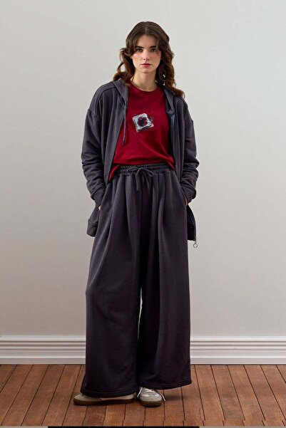 Ceylan Otantik Anthracite 3 Thread Long Zipper Tracksuit Set