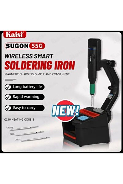 KTR TECH Aifen 55G Kablosuz Şarj İstasyonlu Lehim Makinesi 3 adet uçla beraber