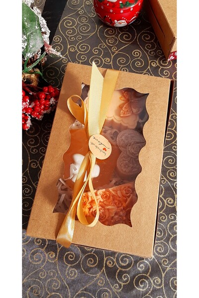 ArtINA esmaraldchic Set 4 sapunuri in cutie speciala de cadouri, uleiuri esentiale, handmade, portocala