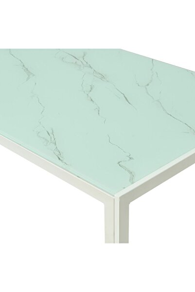 Danube Home Sicilia 1+6 Tempered Glass Dining Set - 6-Seater White/Grey Table & Chairs, 150x90x75cm