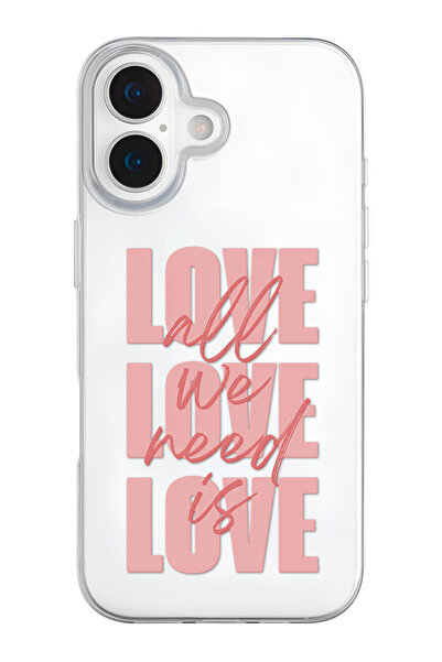 mooodcase iPhone 17 Uyumlu Need is Love Desenli Şeffaf Silikon Telefon Kılıfı