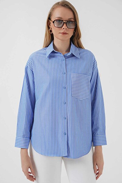 Hiccup Bdart Pocketed Oversized Striped Shirt