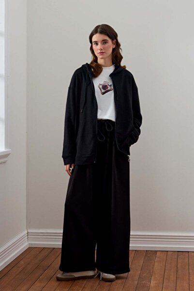 Ceylan Otantik Black 3 Thread Long Zipper Tracksuit Set