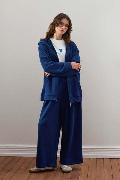 Ceylan Otantik Indigo 3 Thread Long Zipper Tracksuit Set