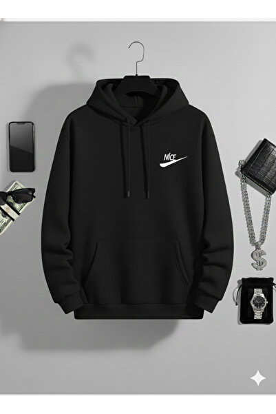 NİCE Unisex με τύπωμα oversized με κουκούλα Βαμβακερό φούτερ