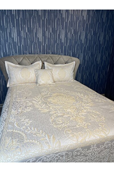 Lady London Yatak Örtüsü Verona Çift Kişilik -4 Parça - Krem Rengi