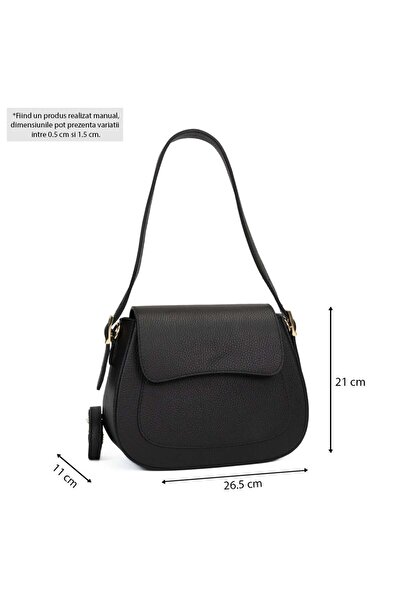 Posete Fagaras Pauline Leather Purse - Black, Casual Bag Made of Genuine Leather, Handbag, Bags