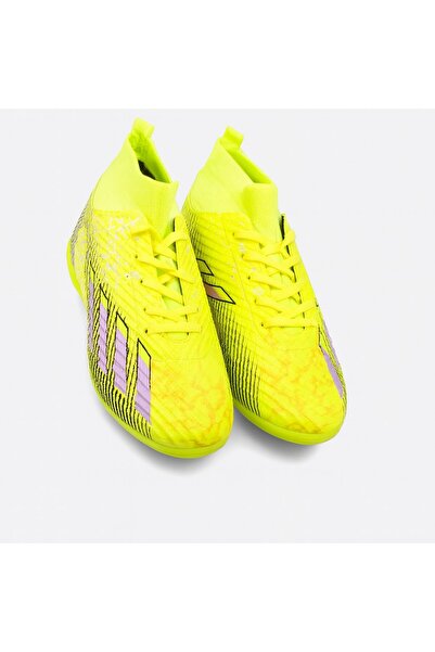 SPORTAÇ Ανδρικά παπούτσια Astroturf – Μοντέλο υφαντό με κάλτσα – Κίτρινο λιλά χρώμα – Αντιολισθητική σόλα – Αθλητικά παπούτσια ποδοσφαίρου