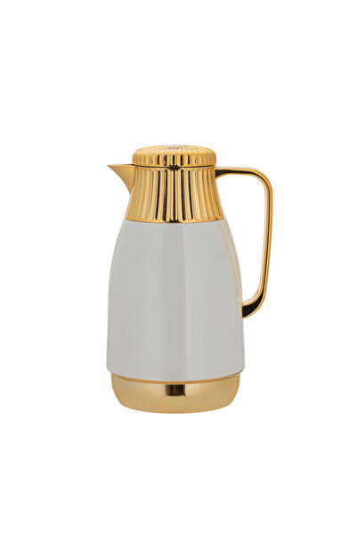 ALSAIF Aram Coffee and Tea Thermos, 2 Pieces, by Al Saif / Elegant Design to Suit All Tastes, 1 Liter, Ivory Gold