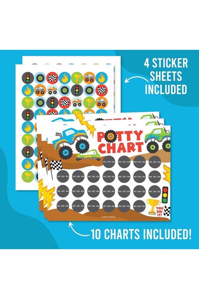 Generic Truck-Themed Potty Training Chart for Toddler Boys with Reward Stickers - Mikacoz
