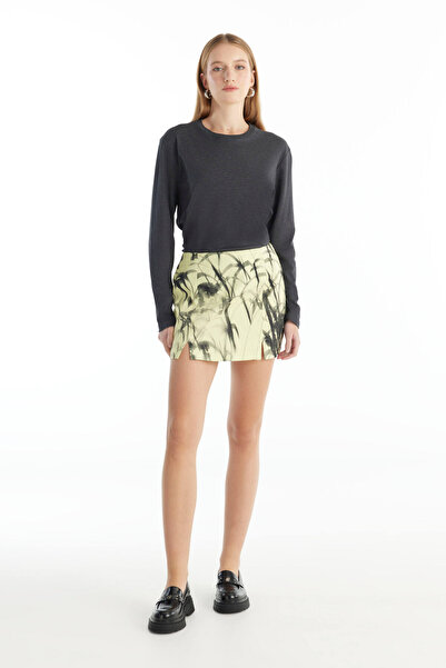 Ted Baker Normal Bel Sarı Kadın Çiçek Desenli Mini Etek TBWRSK1014-1