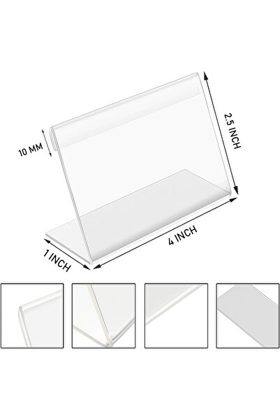 Slasa L-Shape Acrylic Sign Holder 4x2.5 Inch 50 Pack Table Display Price Card