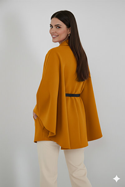 benguen Belted Cashmere Poncho B9170 Mustard