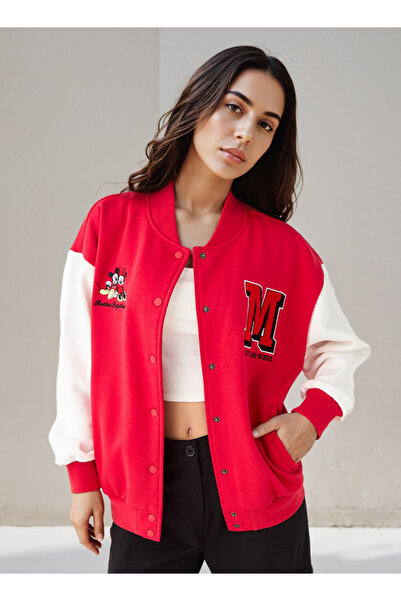 SP Characters Varsity Jacket with Mickey and Minnie Mouse Print