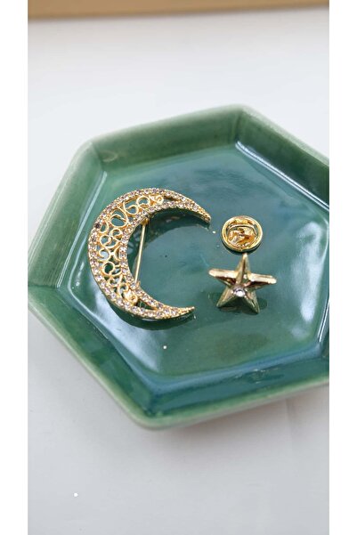 Jerie Ay Yıldız Telkari Broş