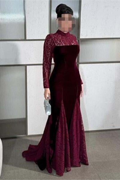 Orange Elegant Long Burgundy Evening Dress