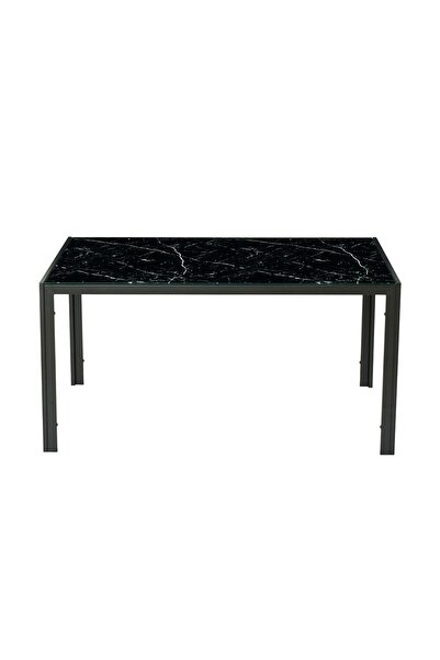 Danube Home Sicilia 1+6 Tempered Glass Dining Set - 6-Seater Black/Grey Table & Chairs, 150x90x75cm