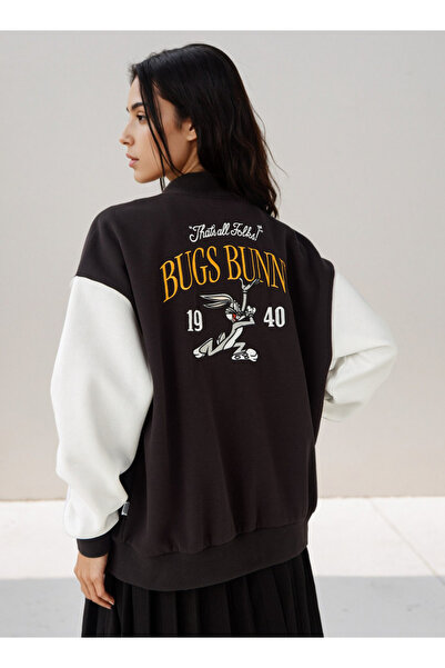 SP Characters Varsity Jacket with Bugs Bunny Print